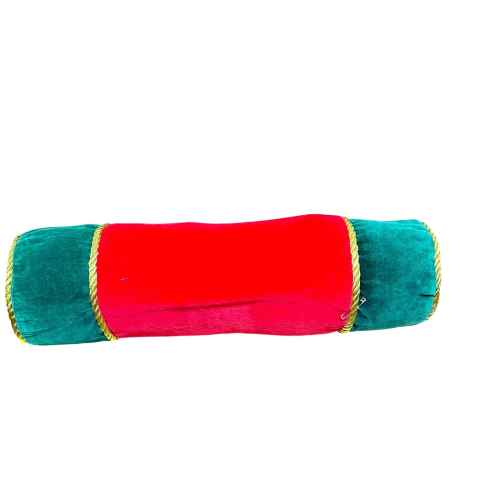 Endless‎ Possibilities Florentine Roll Bolster Pillow Red Green Velvet Christmas